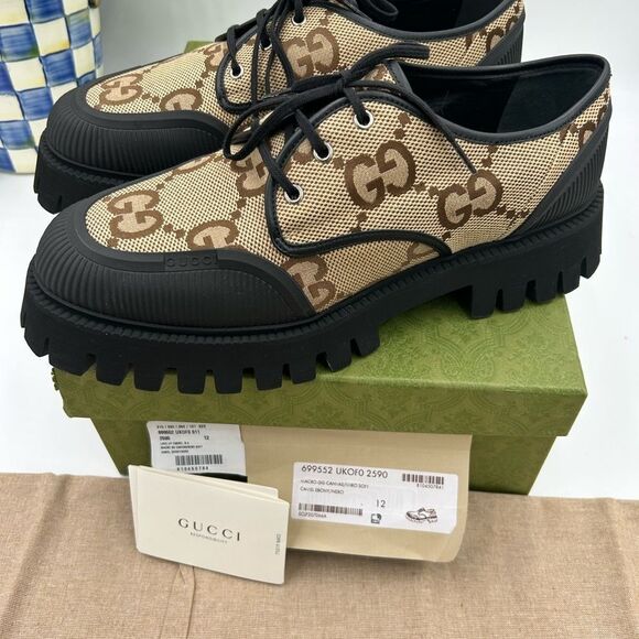 Men’s Gucci, maxi GG Supreme canvas loafers size 12 made in Italy - Picture 5 of 11